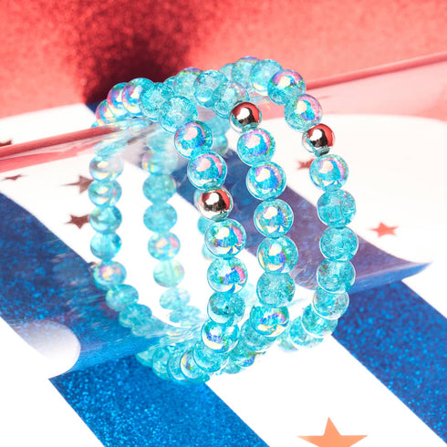 Curaçao bleu | Argent sterling 925 | Bracelet en verre à bulles